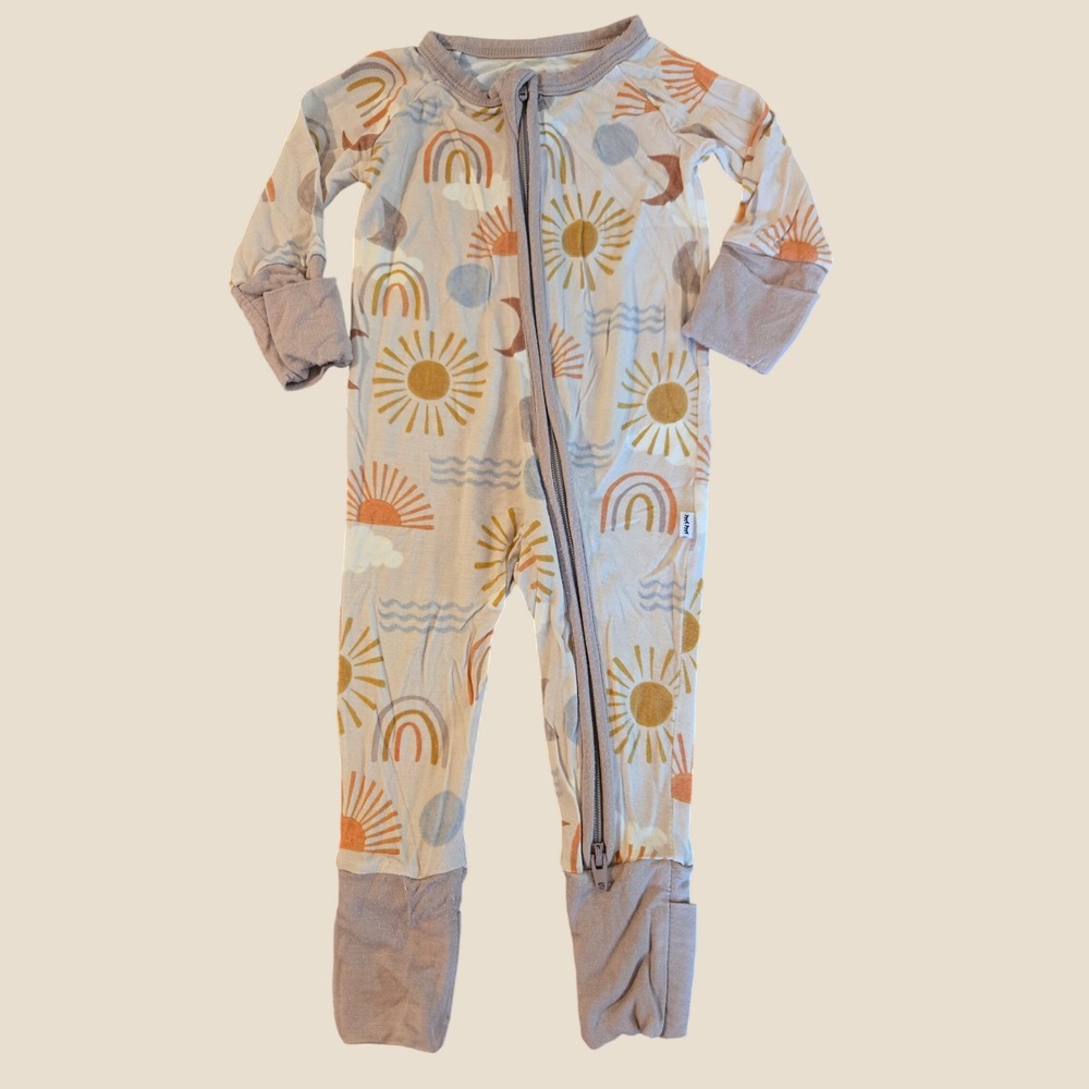 Little Sleepies Sun Moon Rainbows Bamboo Zippie Newborn NB Sleeper Romper